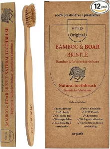 VITUS Original - plastikfreie Zahnbürsten aus Bambus mit Wildschweinborsten